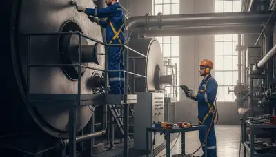 Boiler repair technician servicing a home in Los Angeles, CA for reliable heat