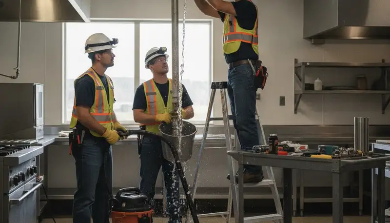 Emergency plumber servicing a Los Angeles, CA home for urgent leak repair