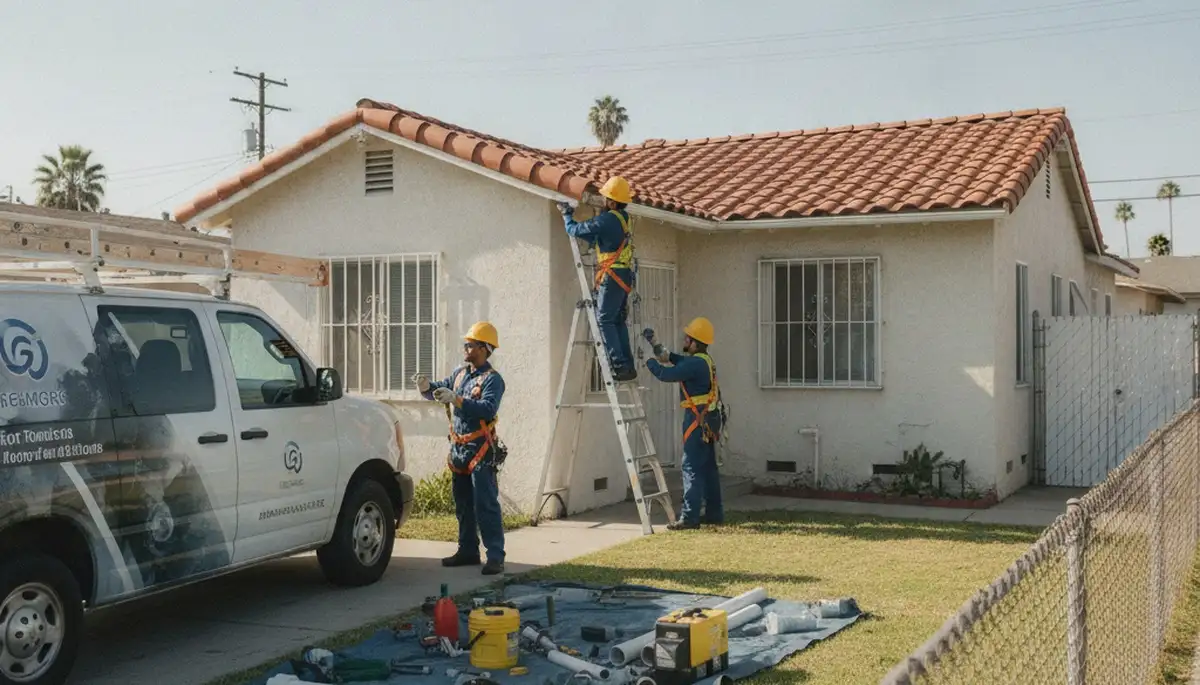 Los Angeles, CA plumber repairing a pipe for residential plumbing service