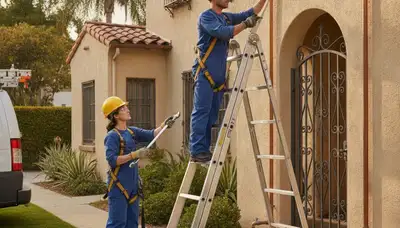 Los Angeles, CA plumbers repairing a leak for a plumbing repair service