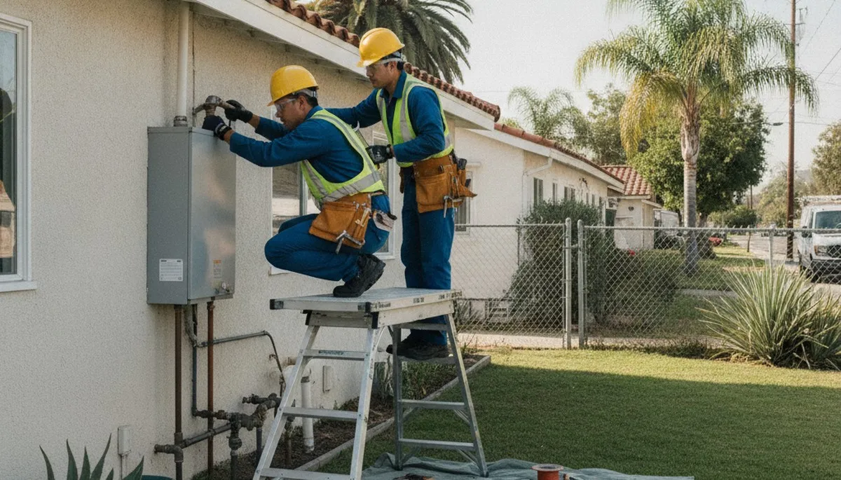 Los Angeles, CA plumber repairing a sink drain for reliable plumbing service