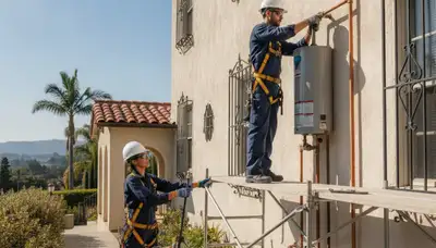 Plumber repairing a pipe in Los Angeles, CA for residential plumbing service