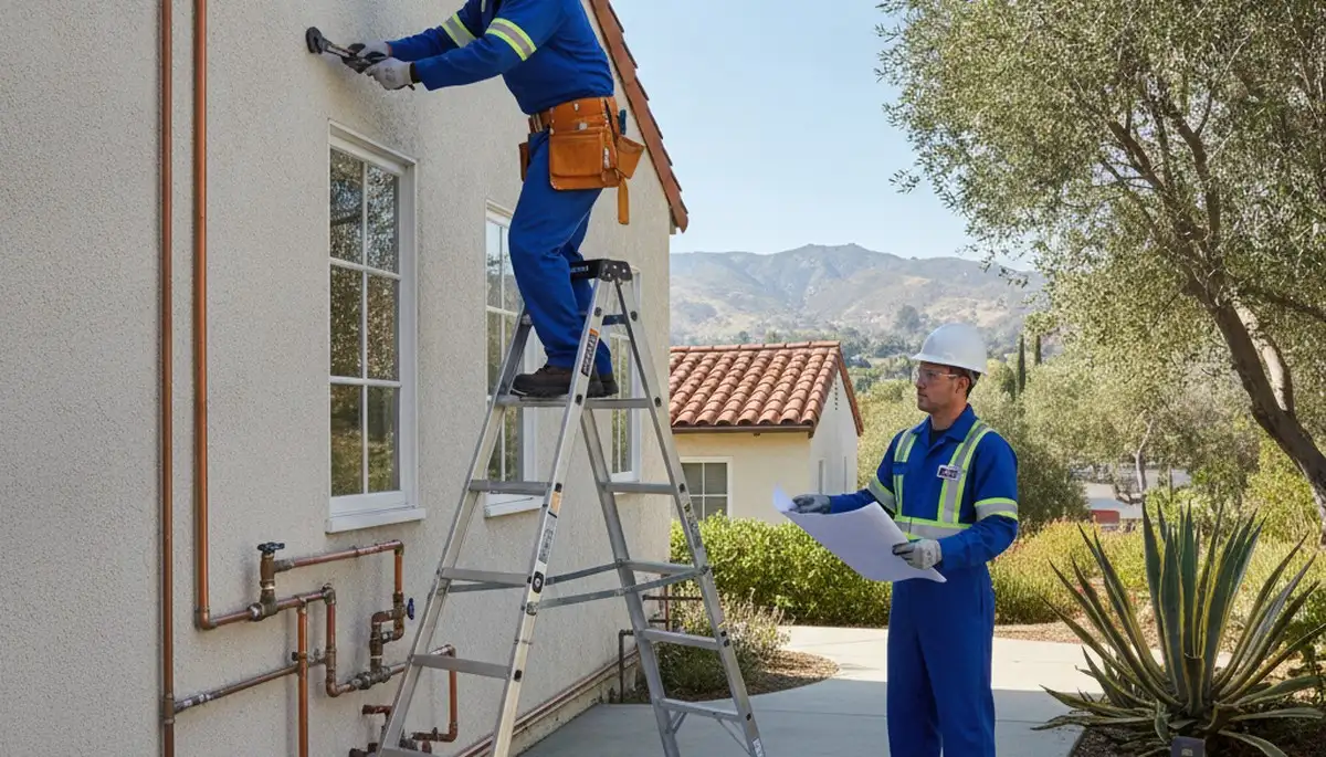 Los Angeles plumber repairing a leak for a plumbing repair service in Los Angeles, CA
