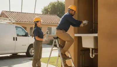 Los Angeles, CA plumber repairing a home pipe leak for plumbing service call