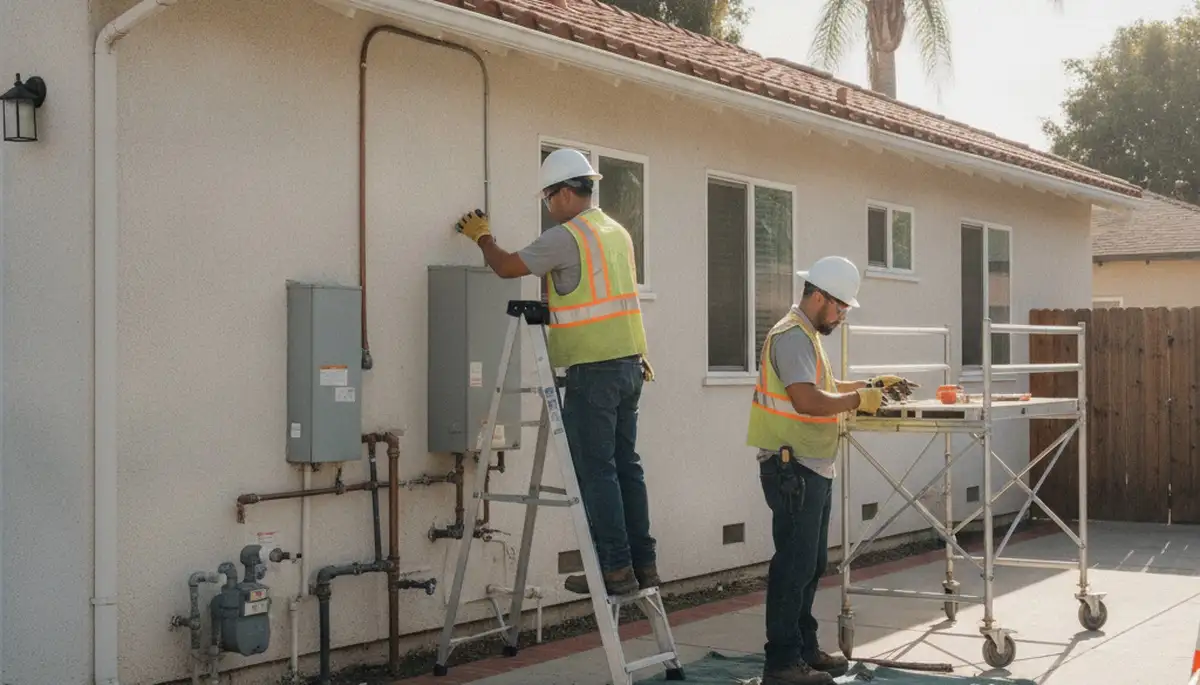 Los Angeles, CA plumber repairing a residential pipe for plumbing service