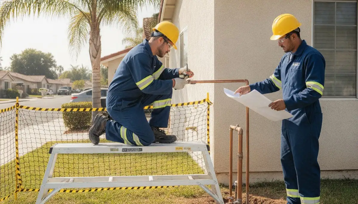 Los Angeles, CA plumber repairing a pipe for local plumbing service
