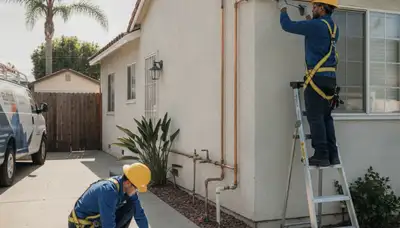 Plumber repairing a pipe in Los Angeles, CA for expert plumbing service