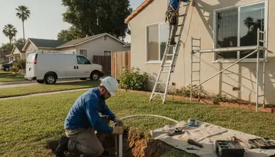 Los Angeles, CA plumber repairing a sink pipe for a plumbing repair service