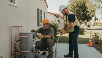 Plumber repairing a leak in Los Angeles, CA for plumbing repair services