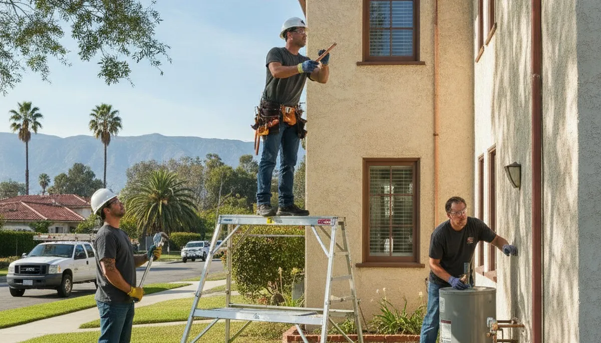 Los Angeles, CA plumbing repair service truck with technician tools for emergency pipe and leak repairs