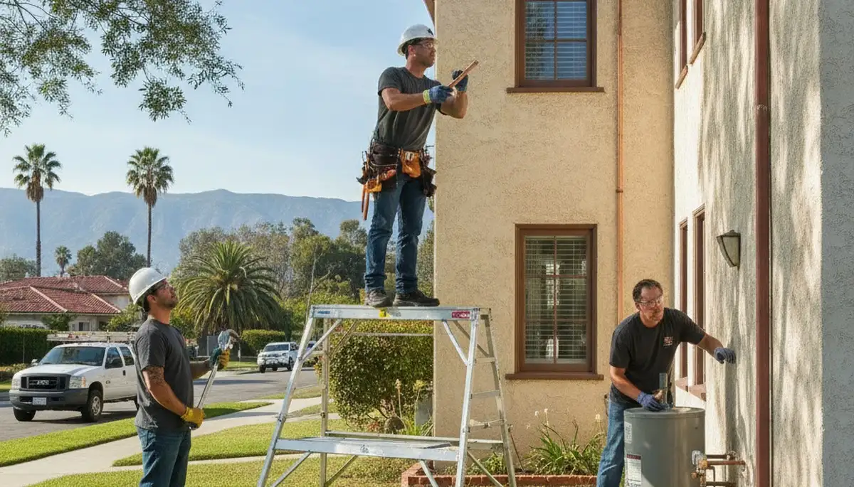 Los Angeles, CA plumbing repair service truck with technician tools for emergency pipe and leak repairs