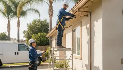 Los Angeles CA plumbing repair technician fixing a residential pipe leak