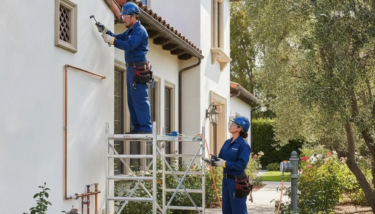Los Angeles, CA plumber repairing a pipe for a local plumbing repair service