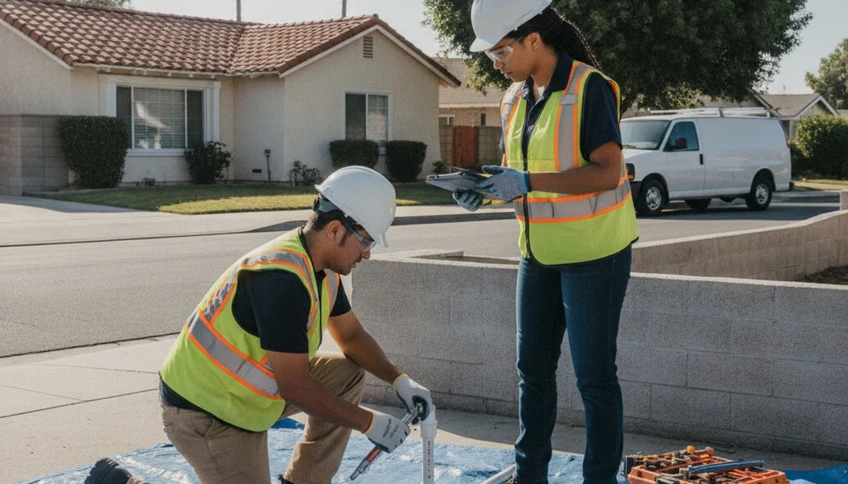 Los Angeles plumber repairing a pipe, providing professional plumbing repair services in CA