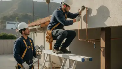 Los Angeles plumber repairing a leak for a plumbing service call in Los Angeles, CA