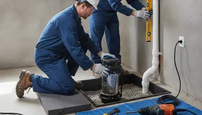 Los Angeles plumber installing a sump pump to protect a home from water intrusion