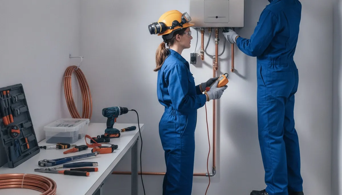 Tankless water heater installation by Los Angeles, CA plumbers for on-demand hot water service